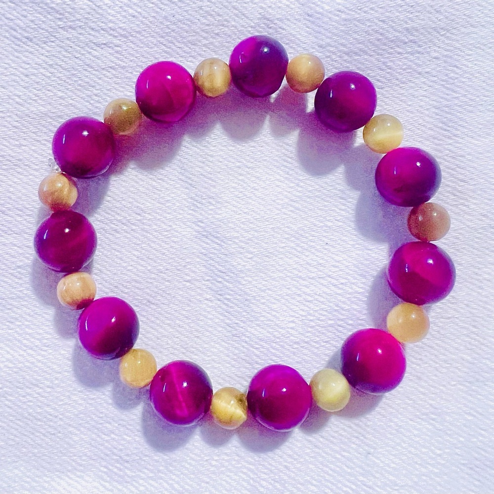Purple and Yellow Beaded Bracelet